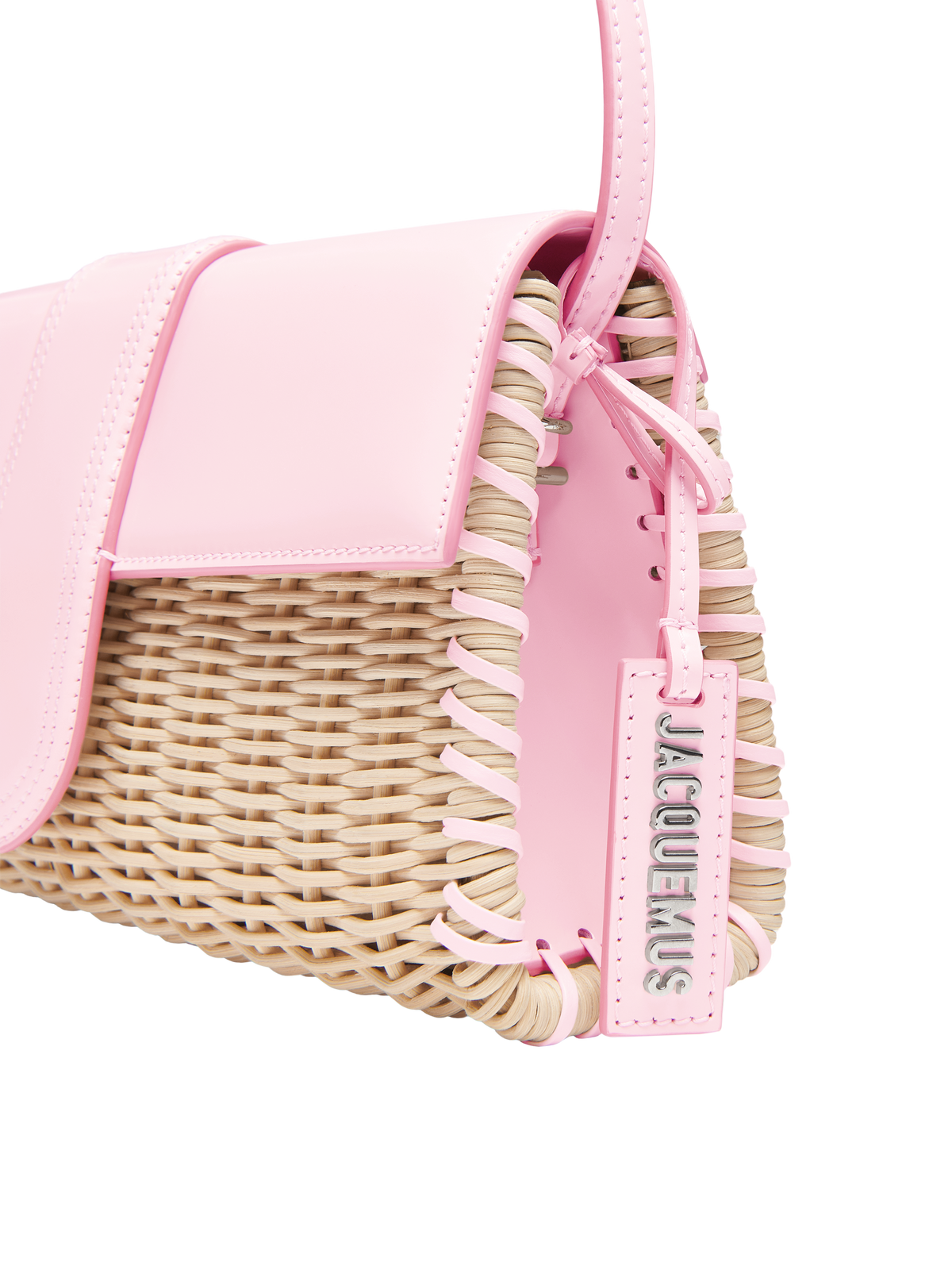 Sac long Bambino en osier et cuir - Pale Pink