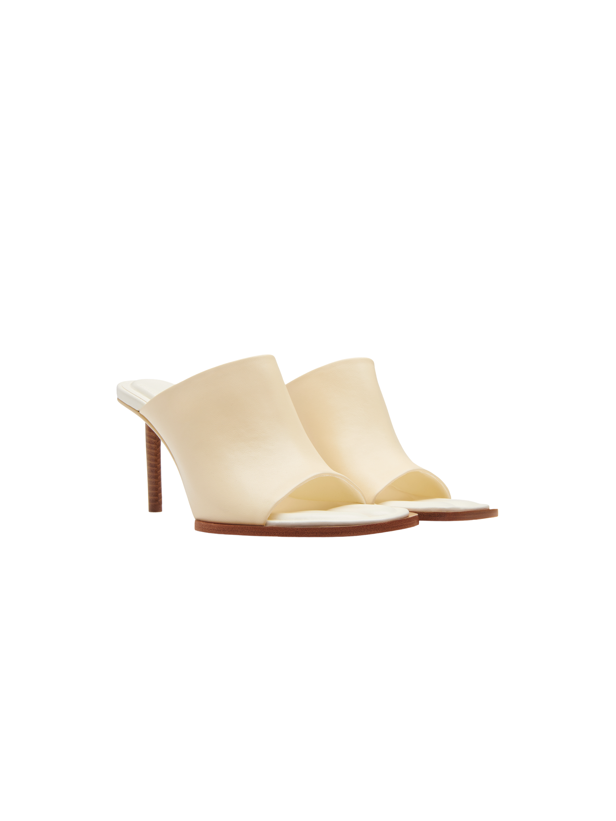 Mules Rond Carré en cuir - Off-White