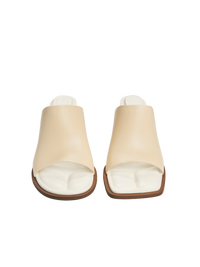 Mules Rond Carré en cuir - Off-White