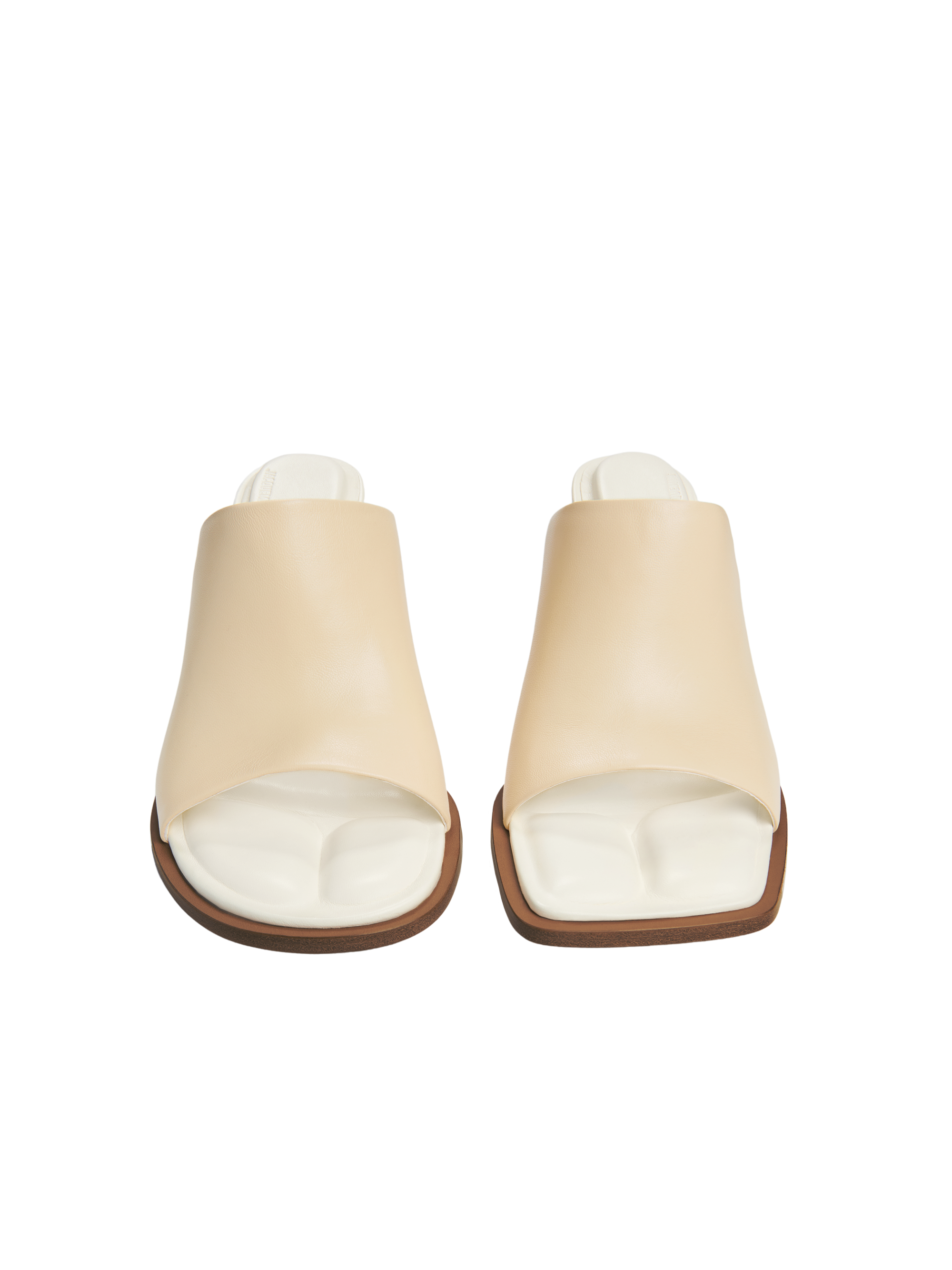 Mules Rond Carré en cuir - Off-White