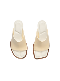 Mules Rond Carré en cuir - Off-White