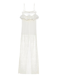 Robe Crinoline longue en dentelle florale - White