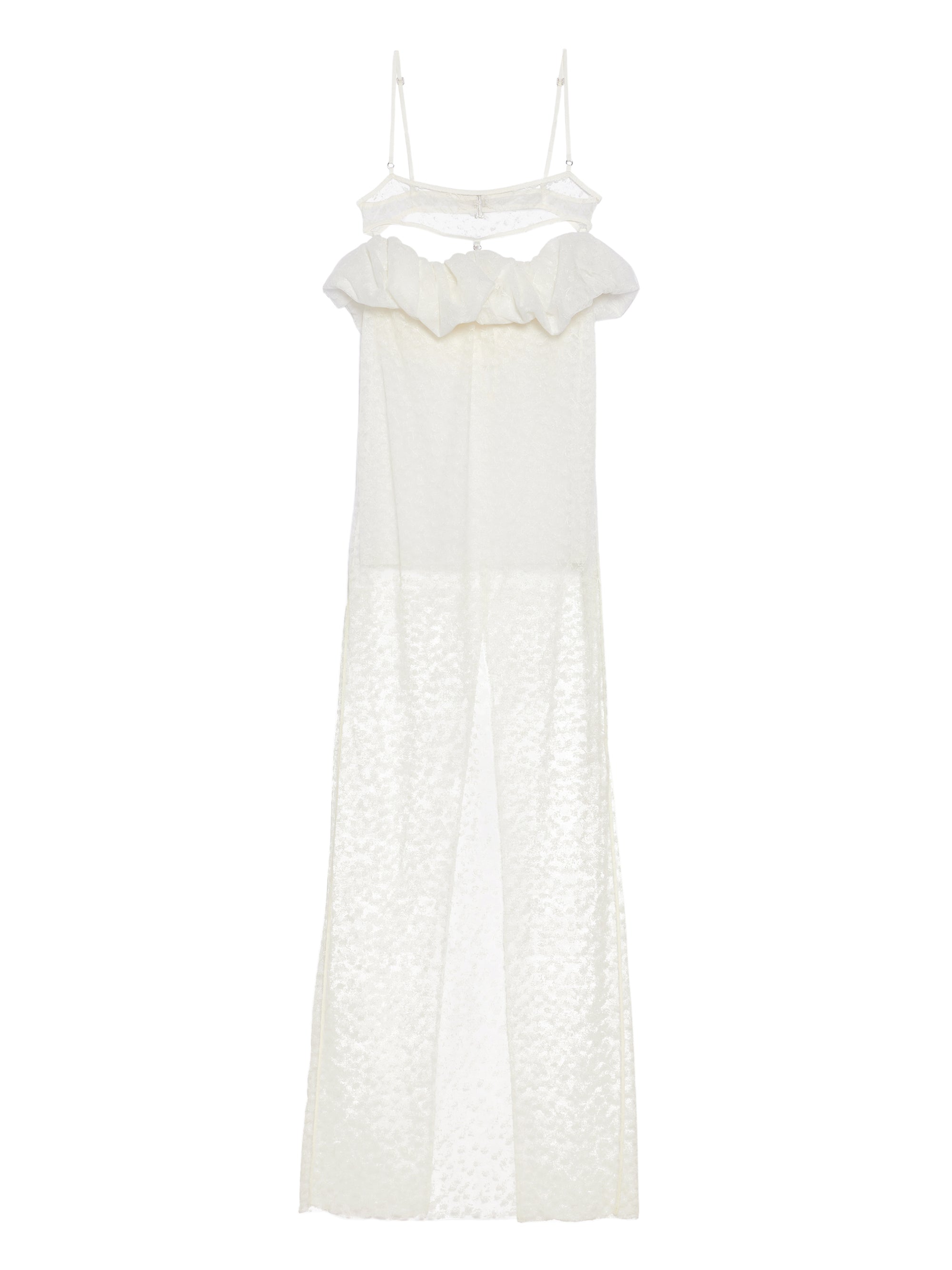Robe Crinoline longue en dentelle florale - White