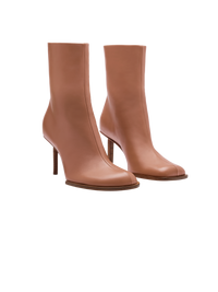 LIGHT BROWN LES BOTTINES ROND CARRE