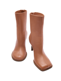 LIGHT BROWN LES BOTTINES ROND CARRE