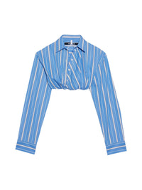 Chemise courte Bahia drapée - Blue Stripes