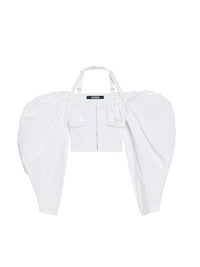 Blouse à manches bouffantes - White