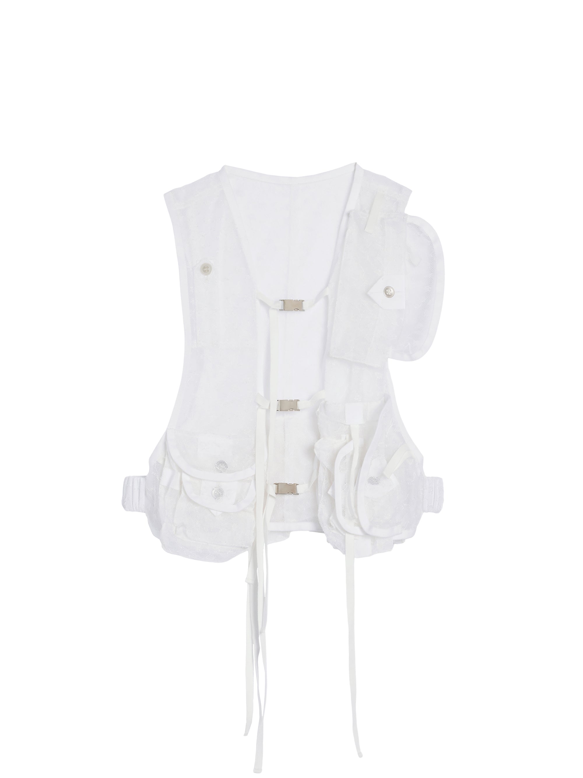 Gilet gilet cargo en dentelle - Off-White