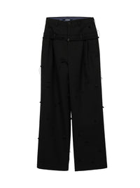 Pantalon Piccinni en laine - Black & Black Dots