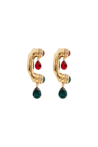 XL brass crystal earrings - Gold