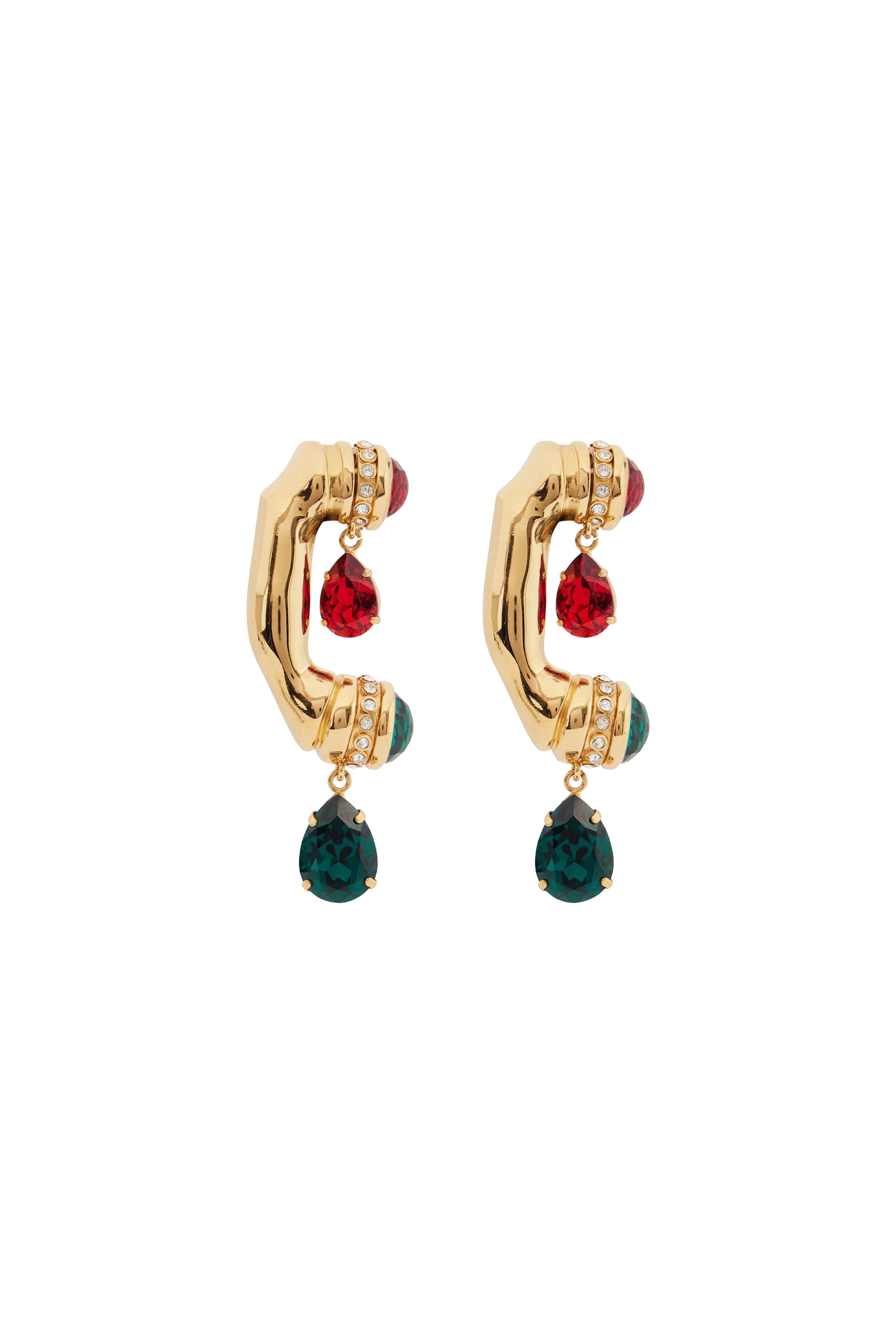 XL brass crystal earrings - Gold