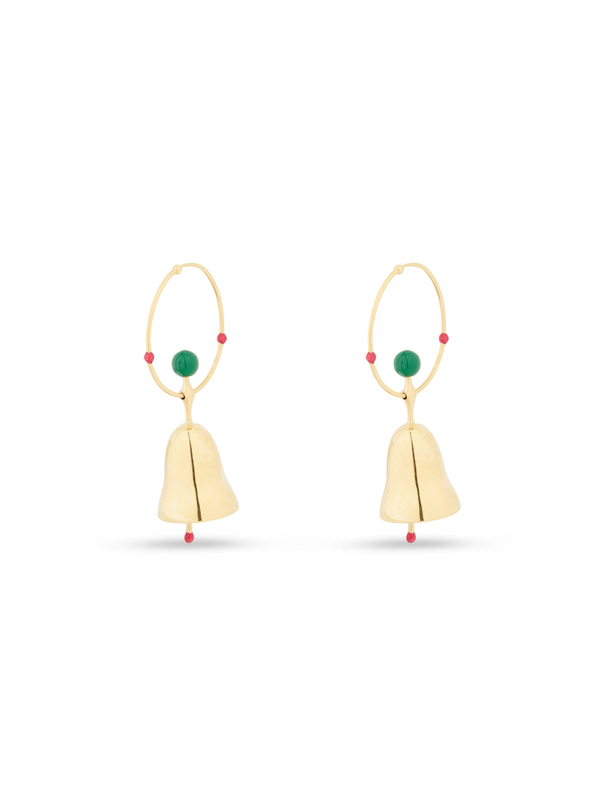 Boucles d'oreilles à cloche et sphères émaillées - Gold