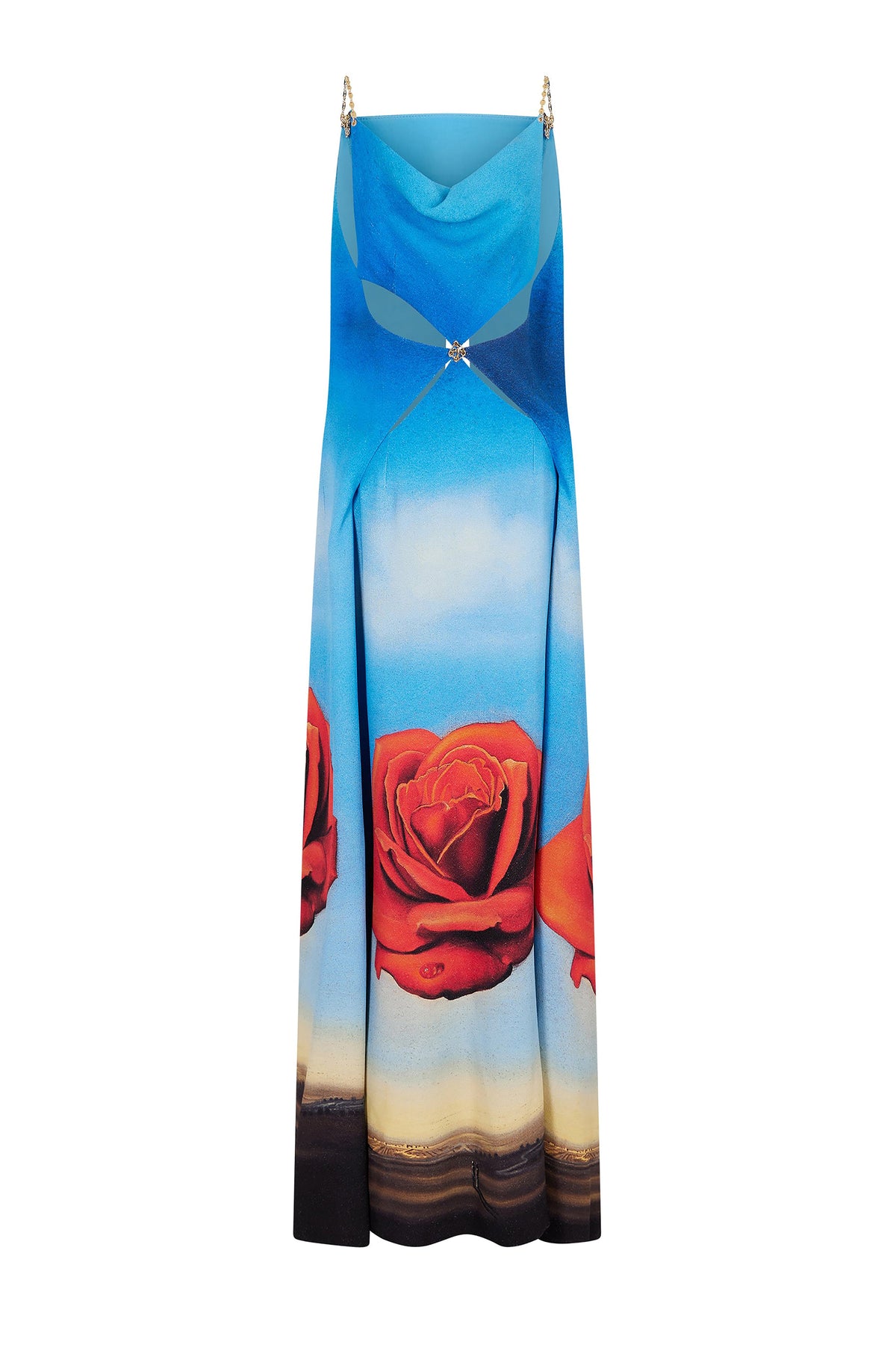 Robe en crêpe imprimé Dalí à ouverture au dos - Rose Meditative