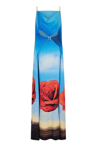 Robe en crêpe imprimé Dalí à ouverture au dos - Rose Meditative
