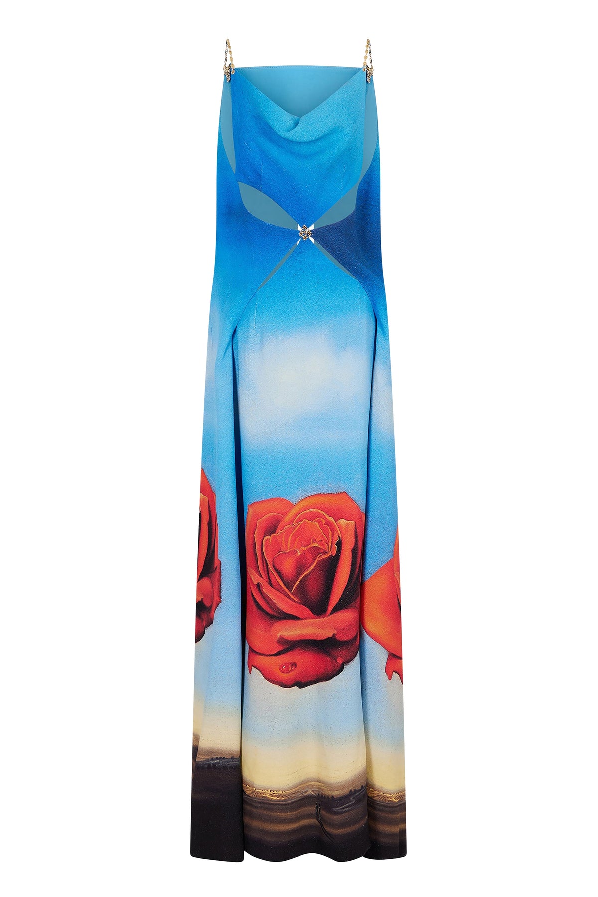 Robe en crêpe imprimé Dalí à ouverture au dos - Rose Meditative