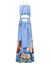 Robe sans manches en crêpe imprimé Dalí à découpe - Reve