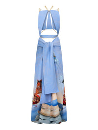Robe sans manches en crêpe imprimé Dalí à découpe - Reve