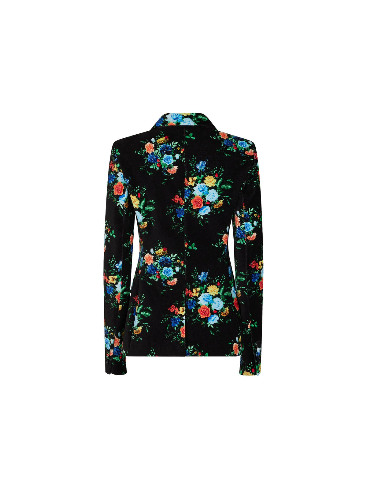 Veste tailleur en velours imprimé à bouton fanfare - Manton Black Flower
