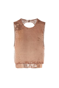 Top court en mesh à croisure au dos - Pink Gold