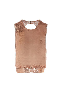 Mesh crop top with criss-cross back - Rose Gold