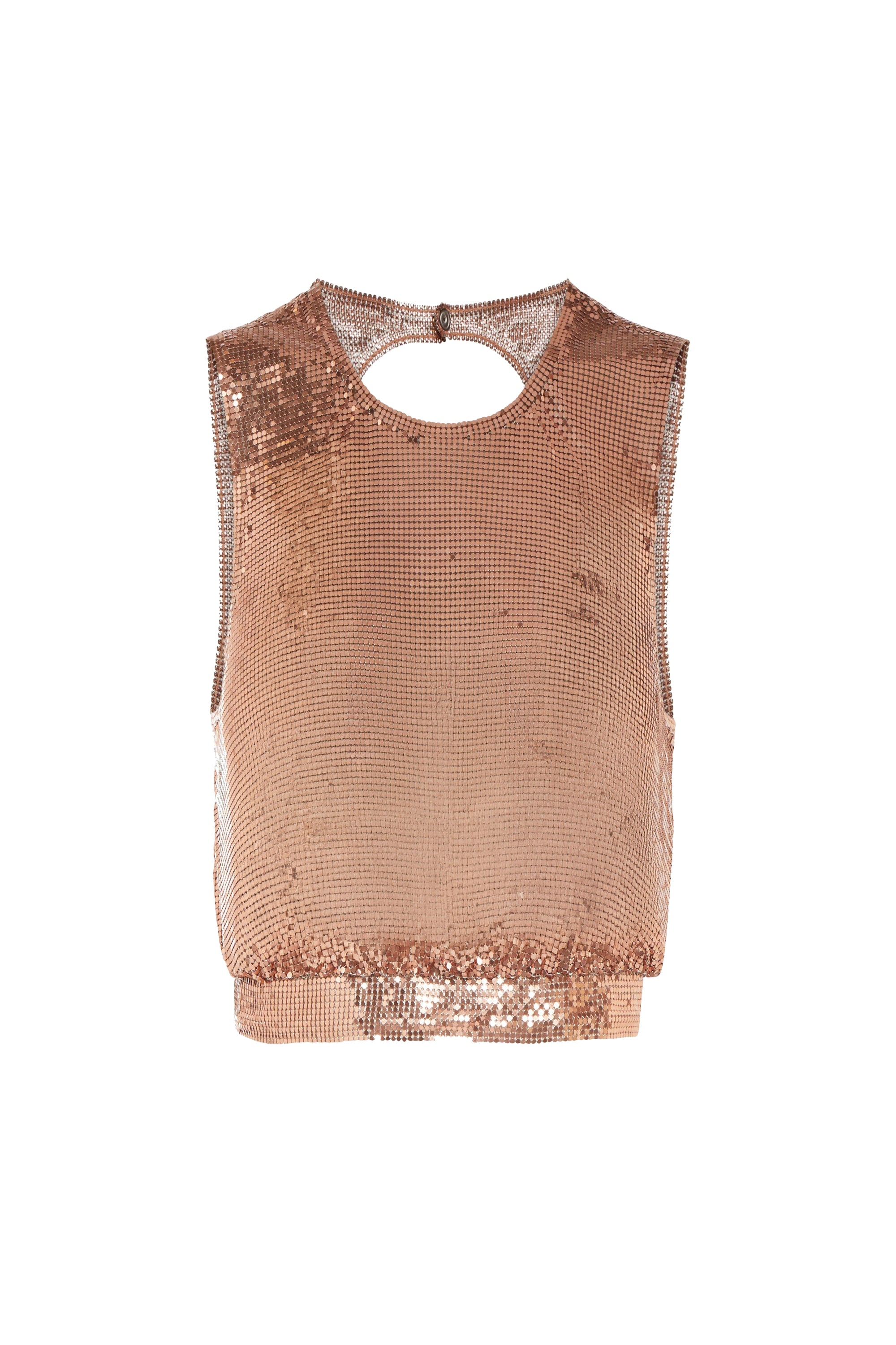 Mesh crop top with criss-cross back - Rose Gold