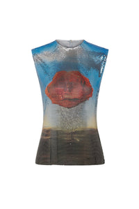 Printed sleeveless top - Rose Meditative