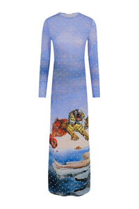 Robe à manches longues à strass et imprimé Dalí - Reve