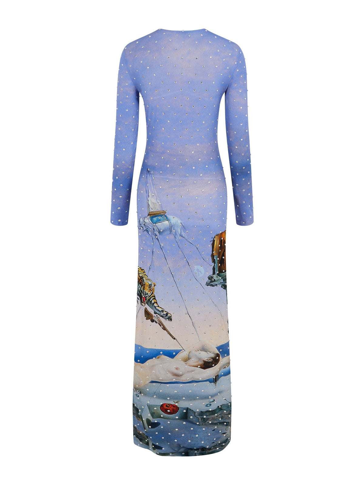 Robe à manches longues à strass et imprimé Dalí - Reve
