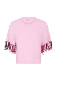T-shirt court à chaîne anneaux et paillettes - Pink