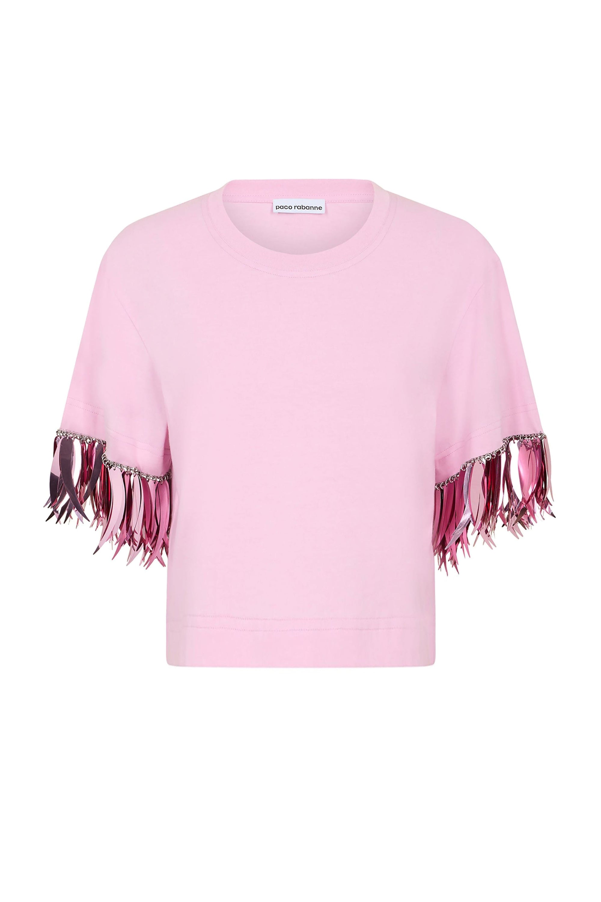 T-shirt court à chaîne anneaux et paillettes - Pink