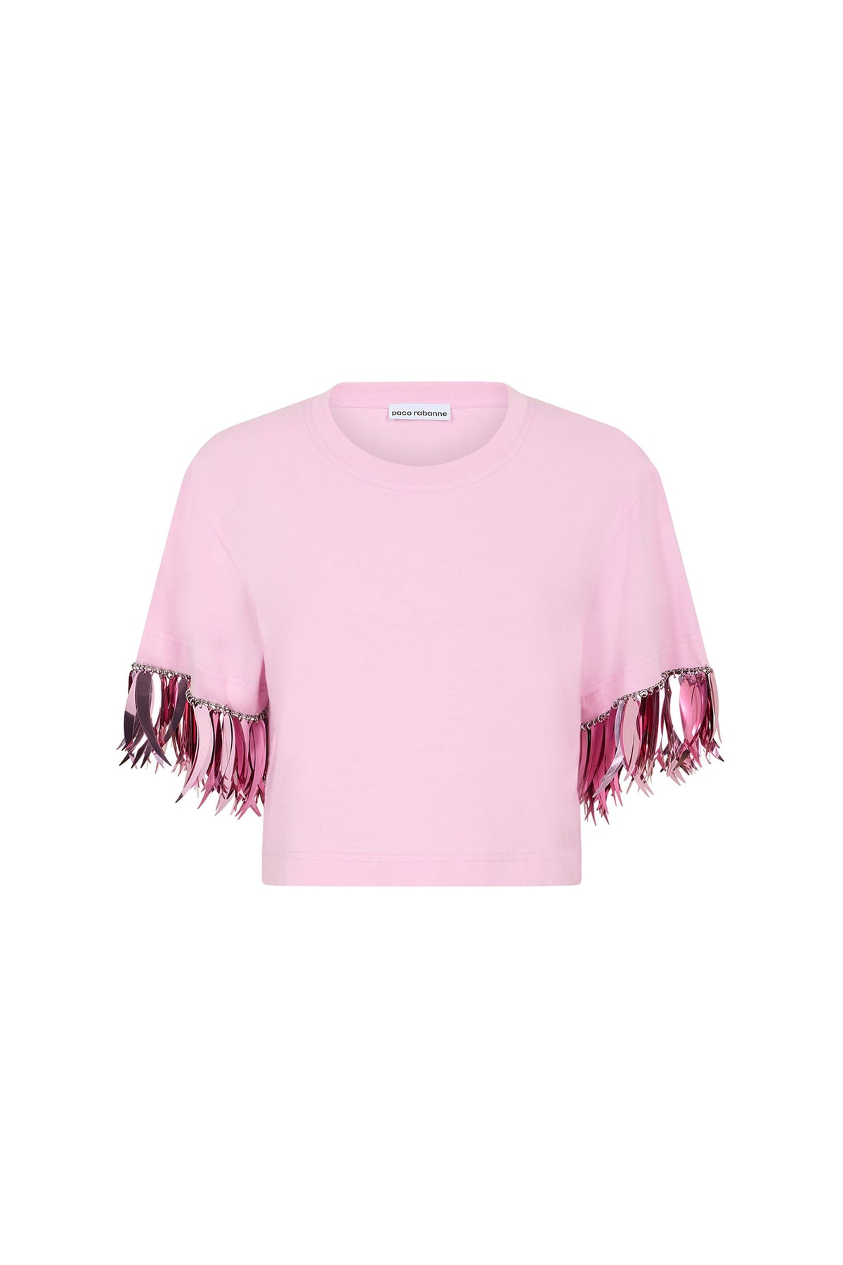 T-shirt court à chaîne anneaux et paillettes - Pink