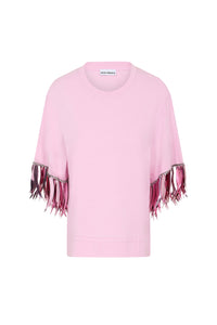 T-shirt court à chaîne anneaux et paillettes - Pink