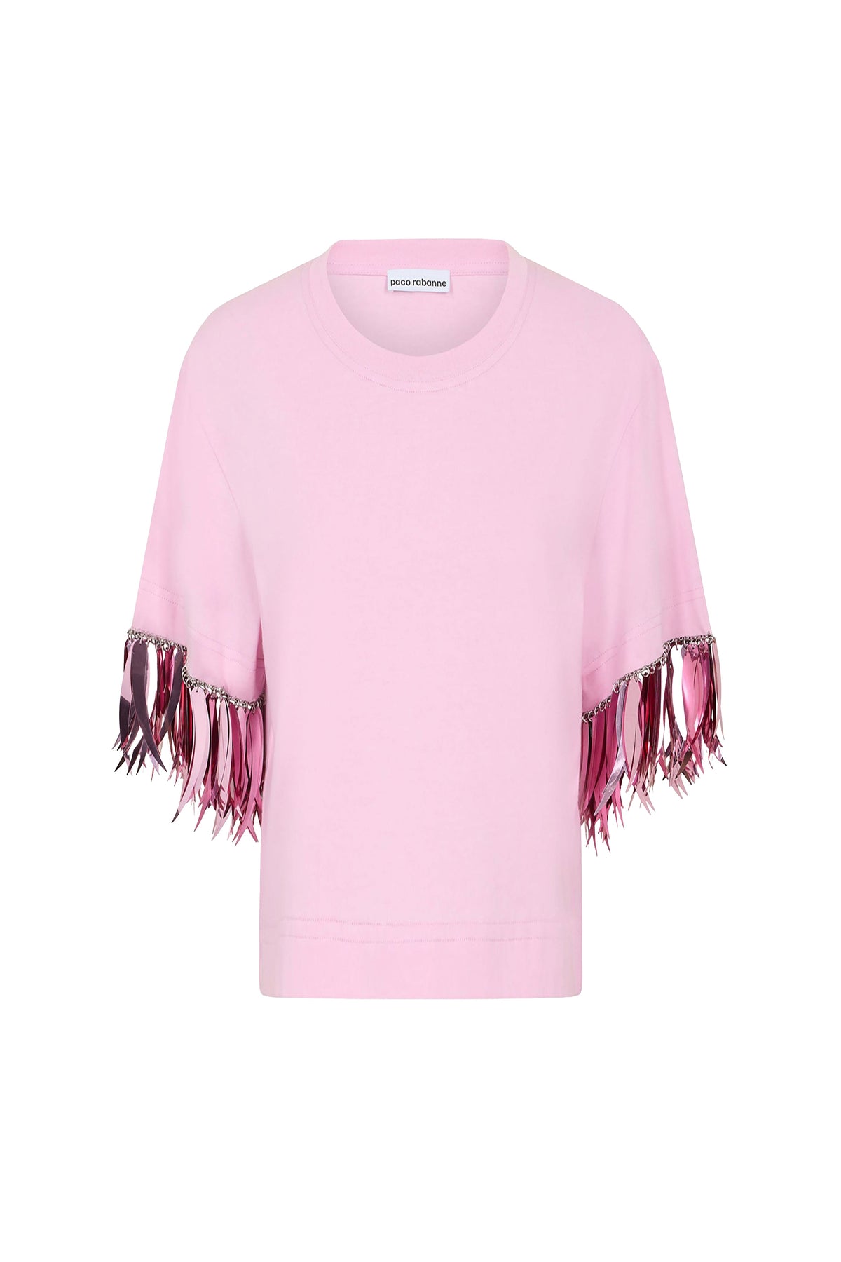 T-shirt court à chaîne anneaux et paillettes - Pink