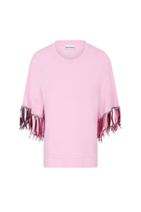 Short chain T-shirt with rings and sequins - Pink