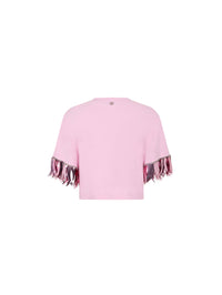 T-shirt court à chaîne anneaux et paillettes - Pink