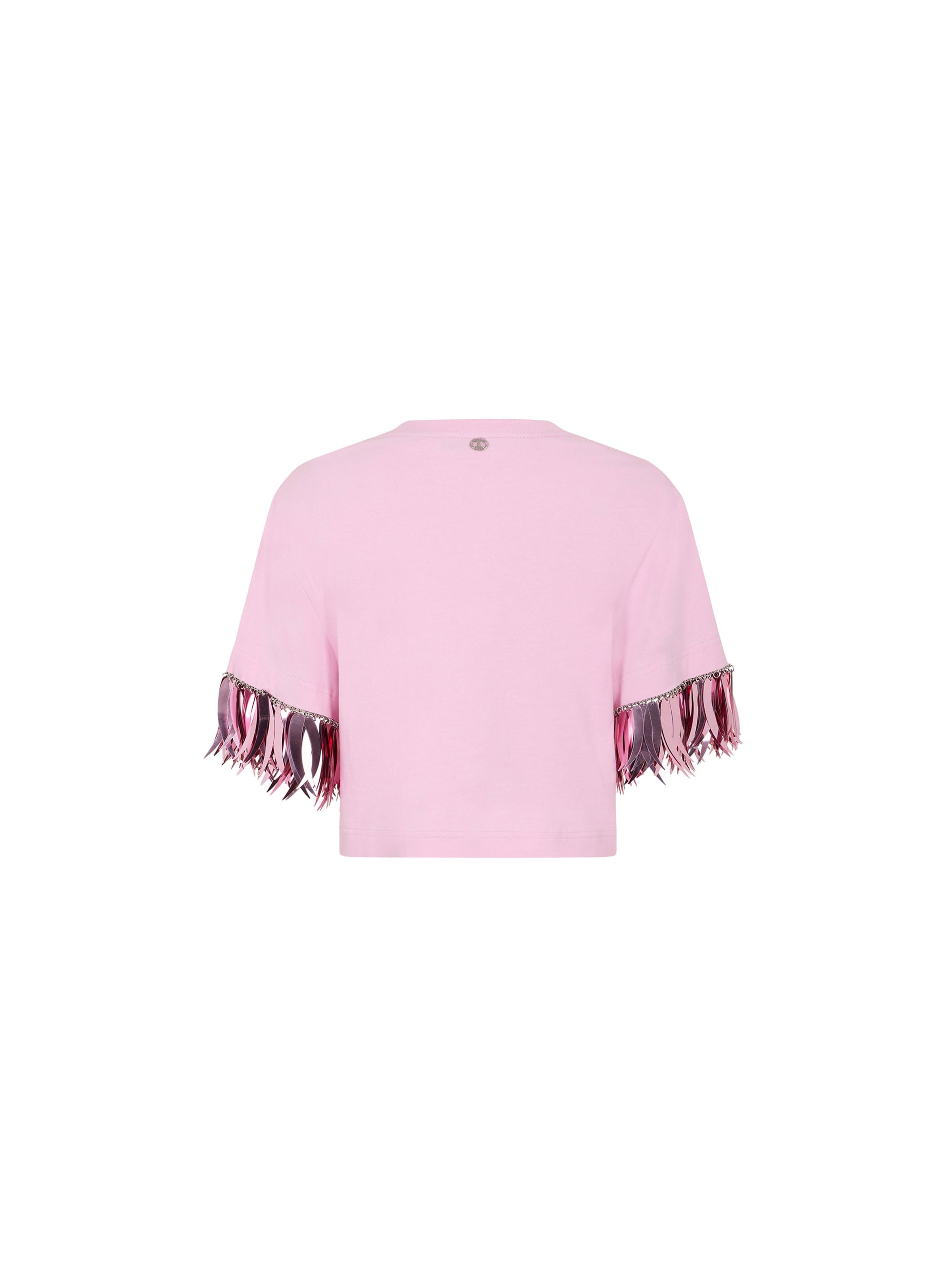 T-shirt court à chaîne anneaux et paillettes - Pink