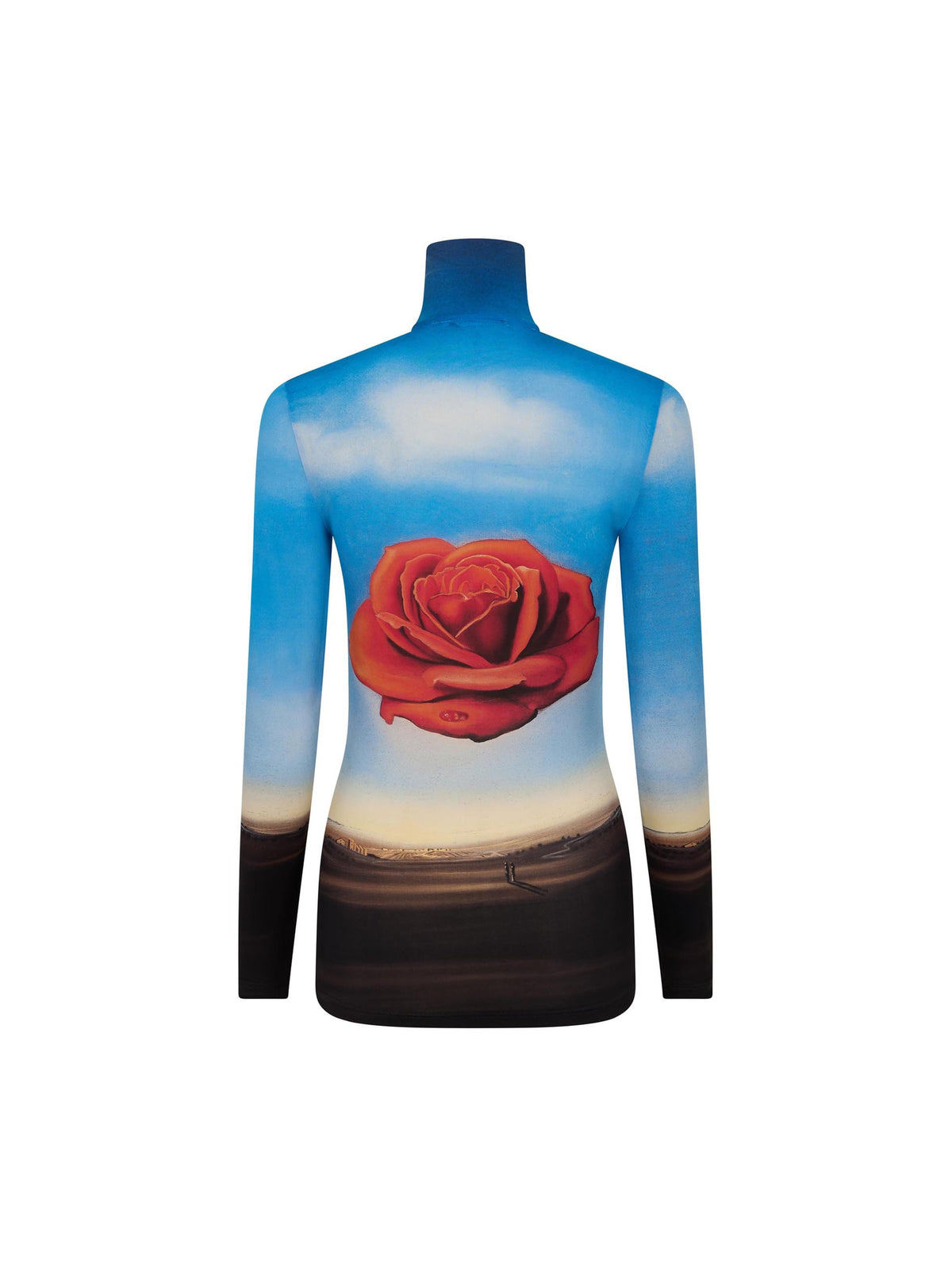 Top col montant et manches longues à imprimé Dalí - Rose Meditative