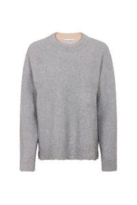Oversized round-neck jumper with zips - Light Silver