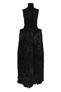Long dress with stand-up collar - Black