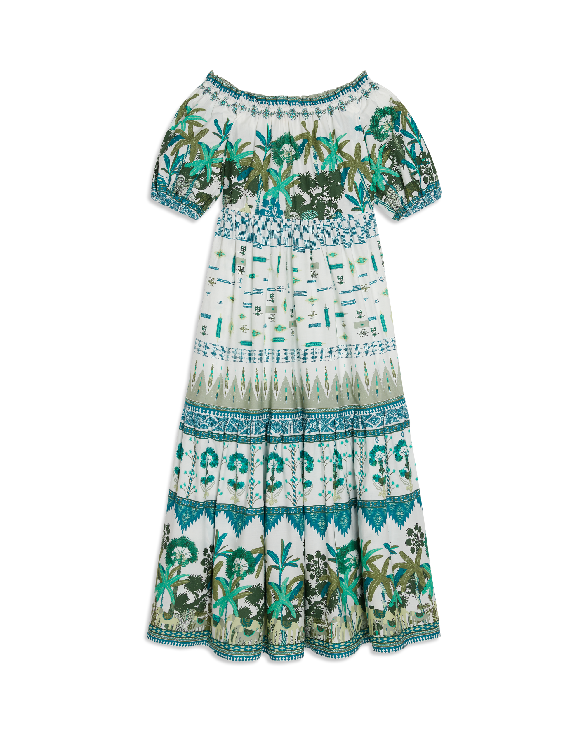 Maxi dress with bardot collar - Green