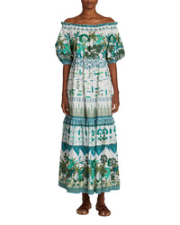 Maxi dress with bardot collar - Green