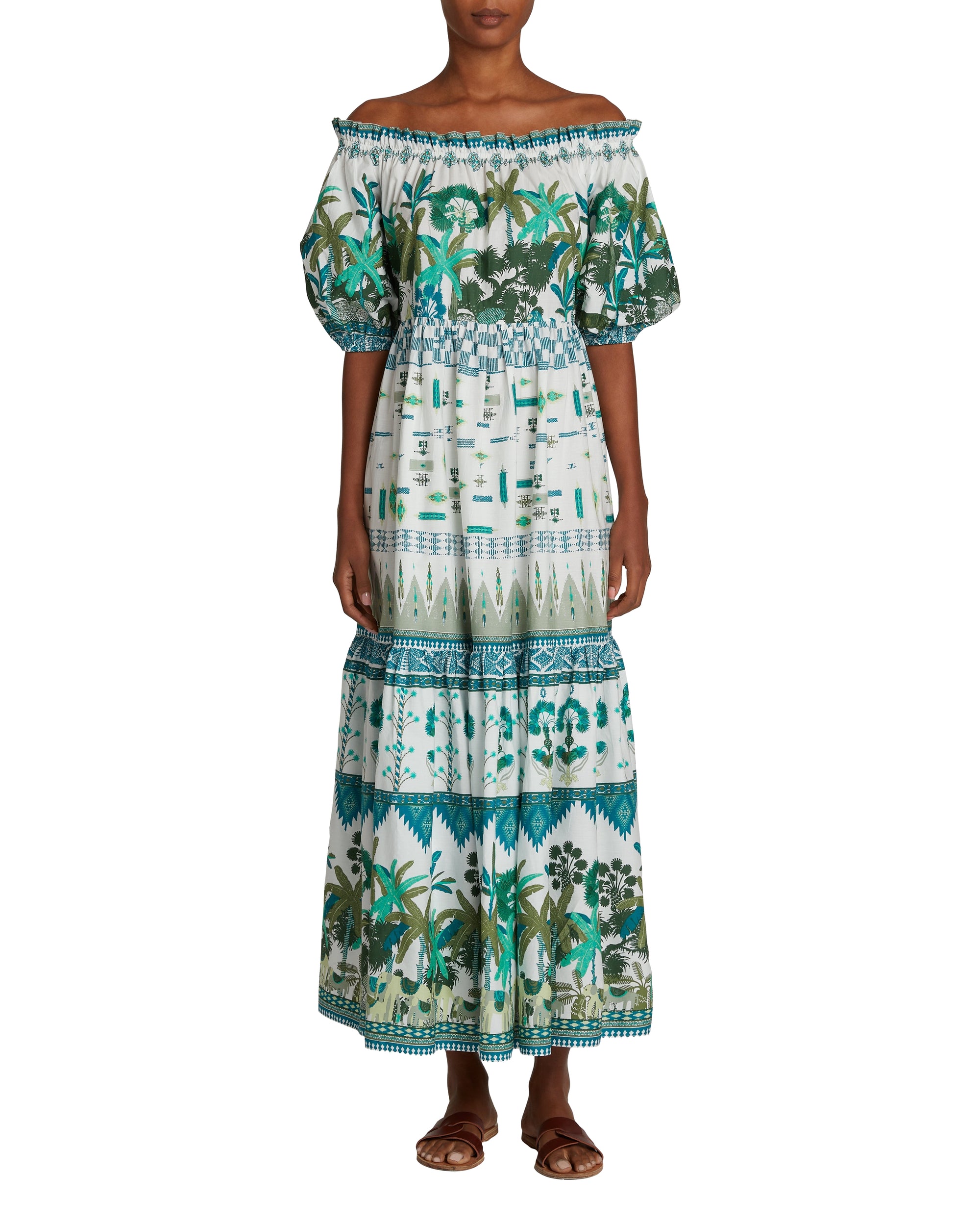 Maxi dress with bardot collar - Green