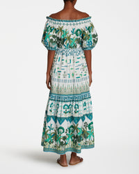Maxi dress with bardot collar - Green