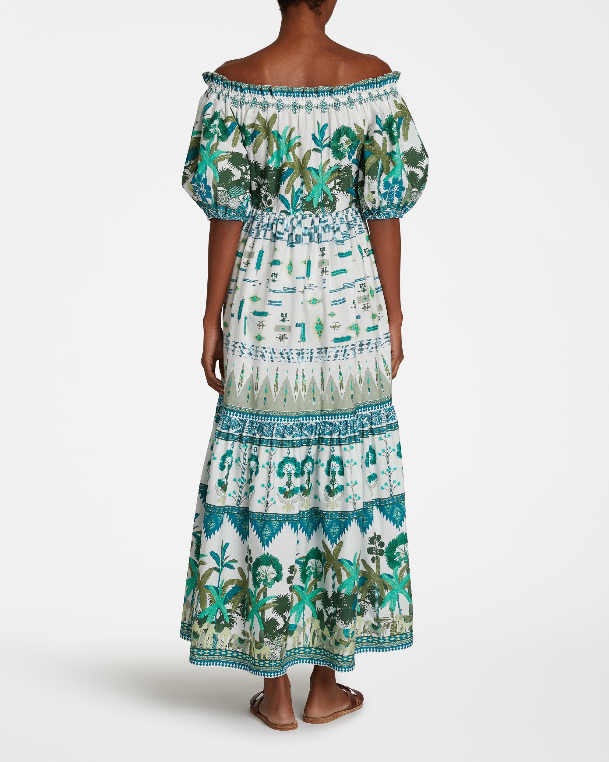 Maxi dress with bardot collar - Green