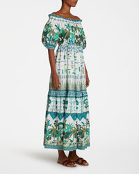 Maxi dress with bardot collar - Green
