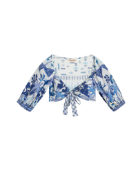 Thaia short blouse with tie - Blue