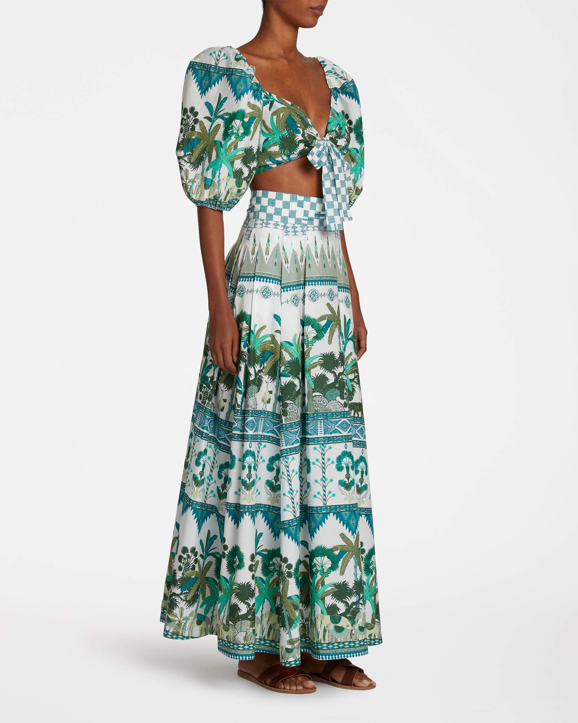 Blouse courte Thaia à nouer - Green