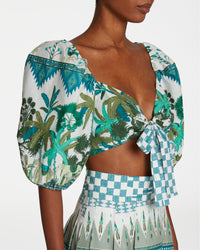 Blouse courte Thaia à nouer - Green