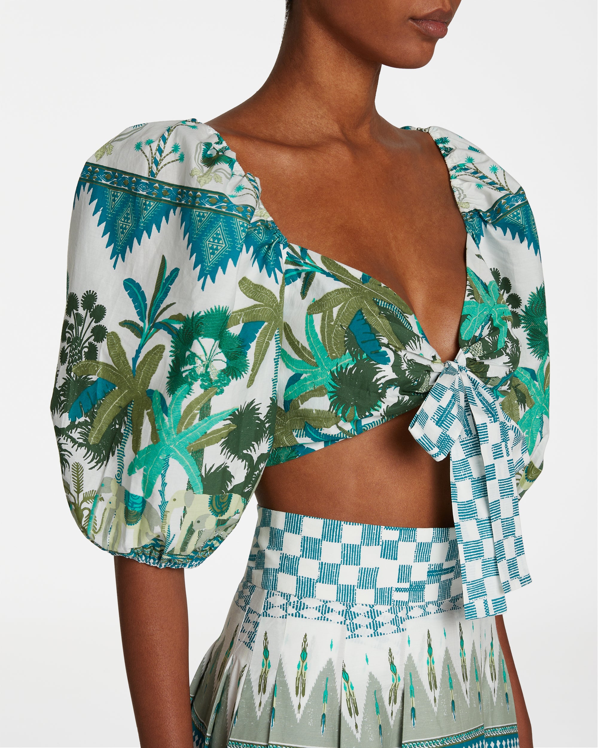 Blouse courte Thaia à nouer - Green