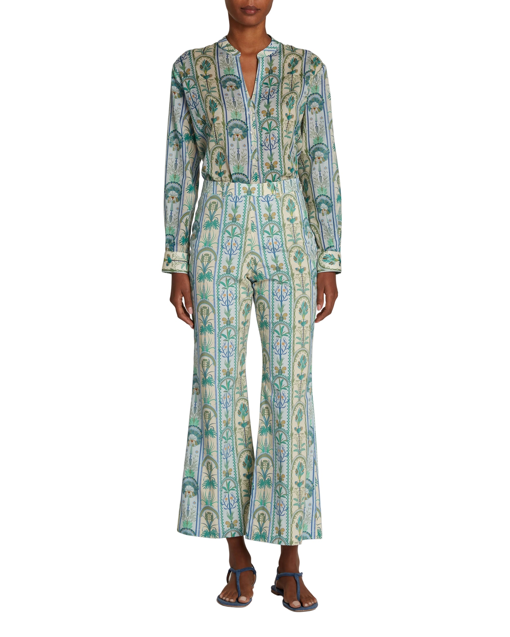 Blouse with tunisian collar - Blue